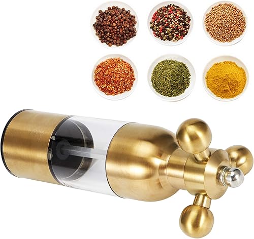 Miniatura 3 de BORDSTRACT Molinillo de pimienta, molinillo de sal y pimienta de acero inoxidable, molinillo de especias de sal ajustable, molinillo de grosor