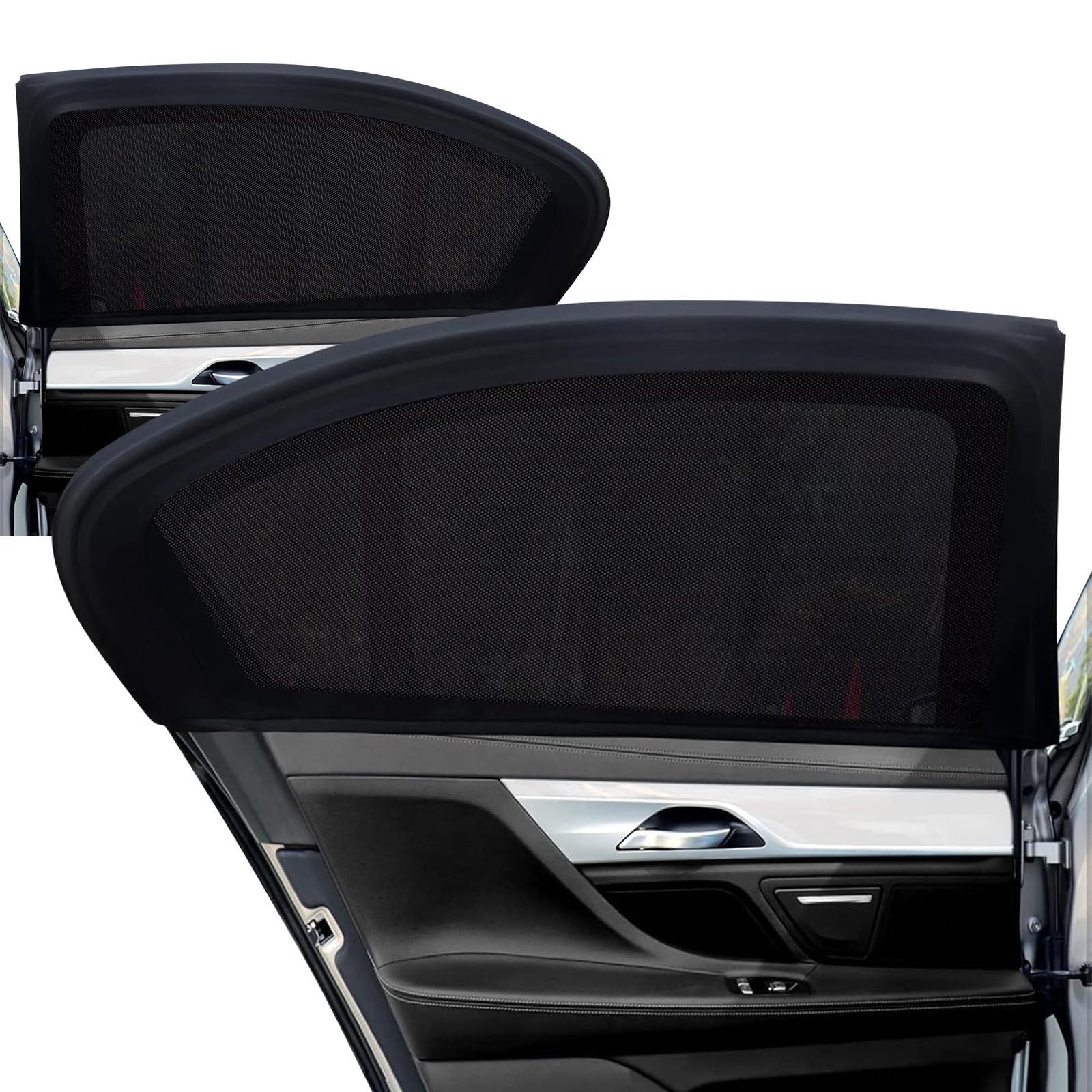 COWANIEE 2 Pack Car Window Shades for Baby 50x100cm Elastic Reathable Mesh Car Window Shade, Black