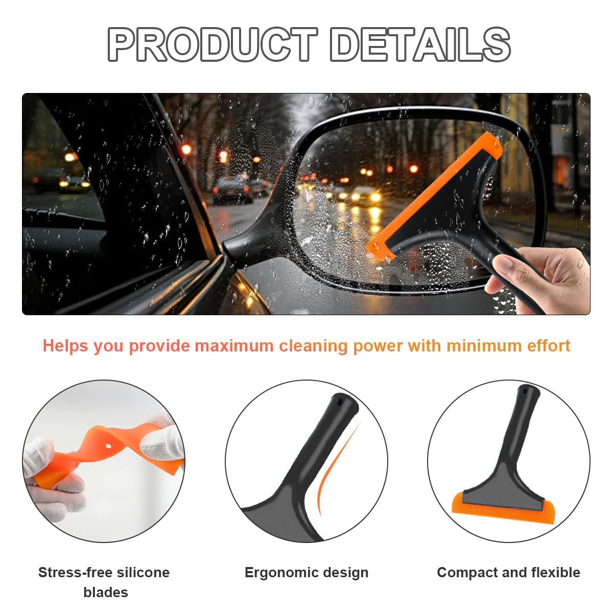 Small Silicone Window Squeegee 5 9 Inch Car Windshield Water Blade Squeegee with Non-Slip Handle All-Purpose Cleaning Squeegee — view 3