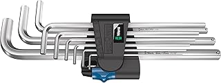 Wera 05022130001 950/9 L Hex-Plus HF 1 L-Key Set, Metric, Chrome-Plated, with Holding Function, 9 Pieces