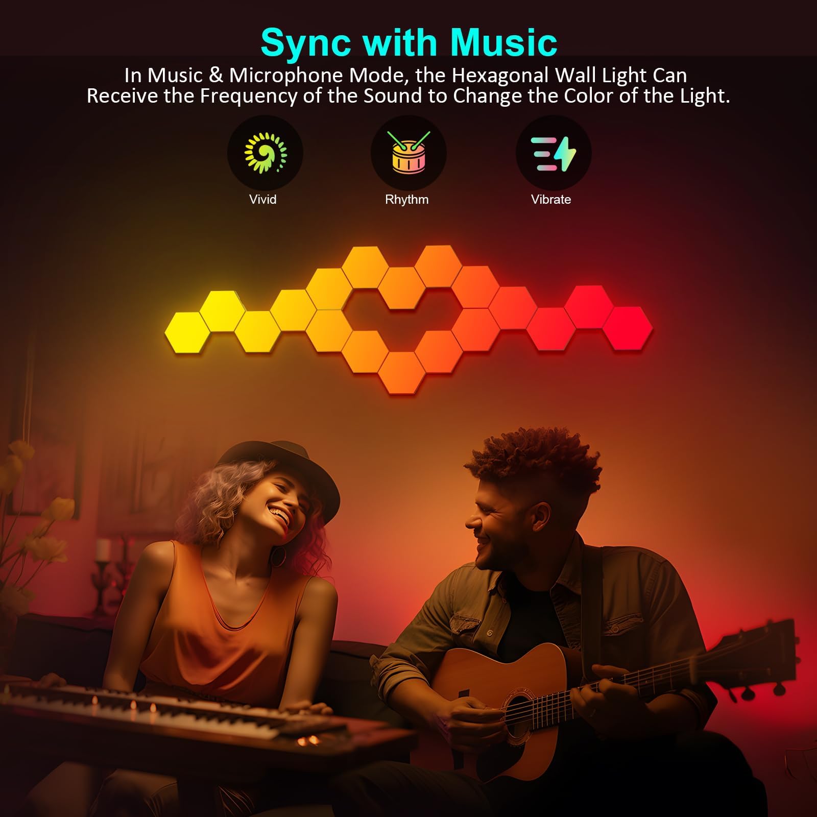 MeRGBW-Home 12 Pannelli LED Hexagon Luminoso, RGB Hexa Luci a Muro per Interni con APP, Cambia Colore a Ritmo di Musica, Lampade da Parete Esagonale per Gaming, Cameretta, Soggiorno, Sala Giochi