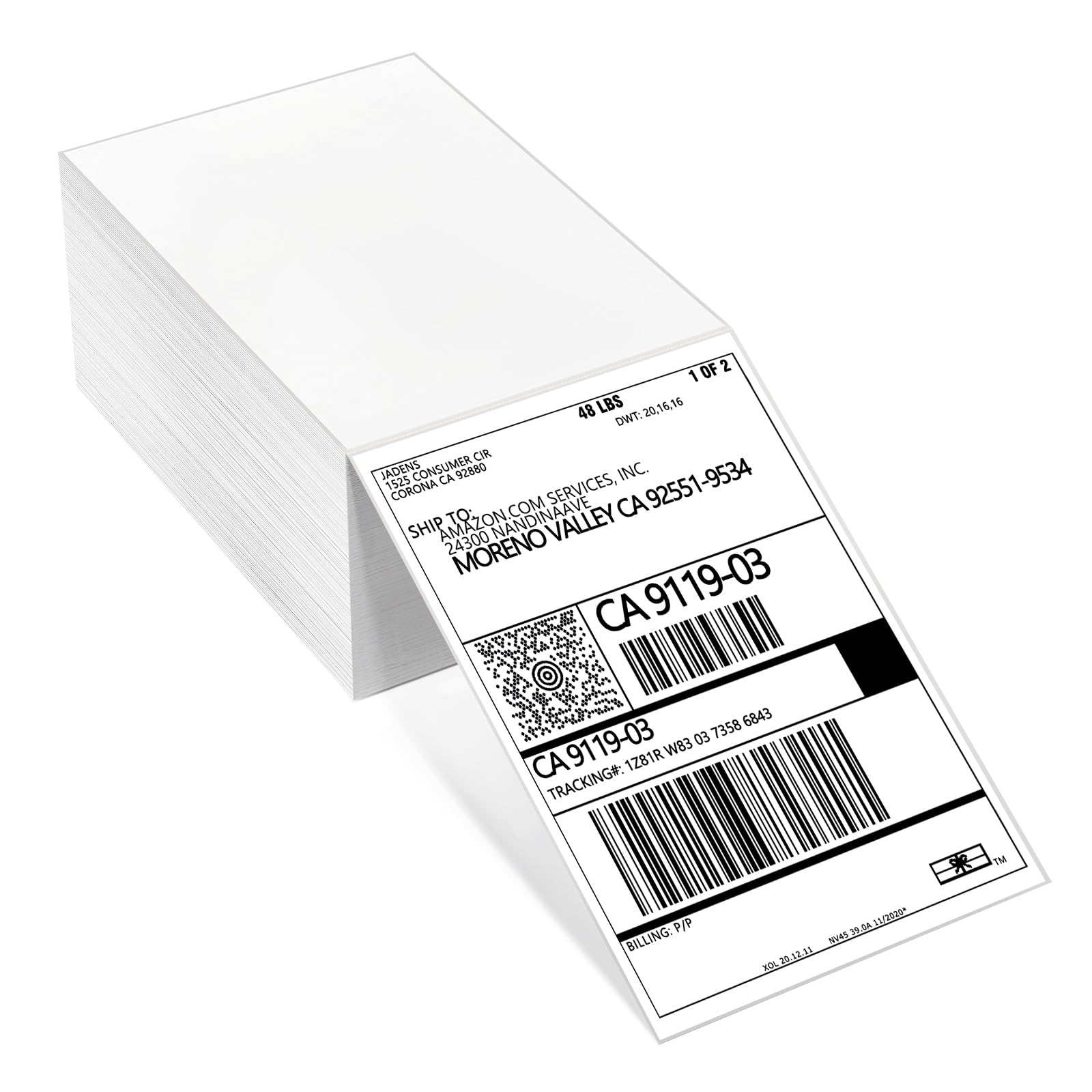 Thermal Shipping Labels 4x6-500 Labels Fan-Fold, Mailing Postage Paper for Thermal Printers, Strong Adhesive, Jam-Free, Compatible with JADENS, Rollo,