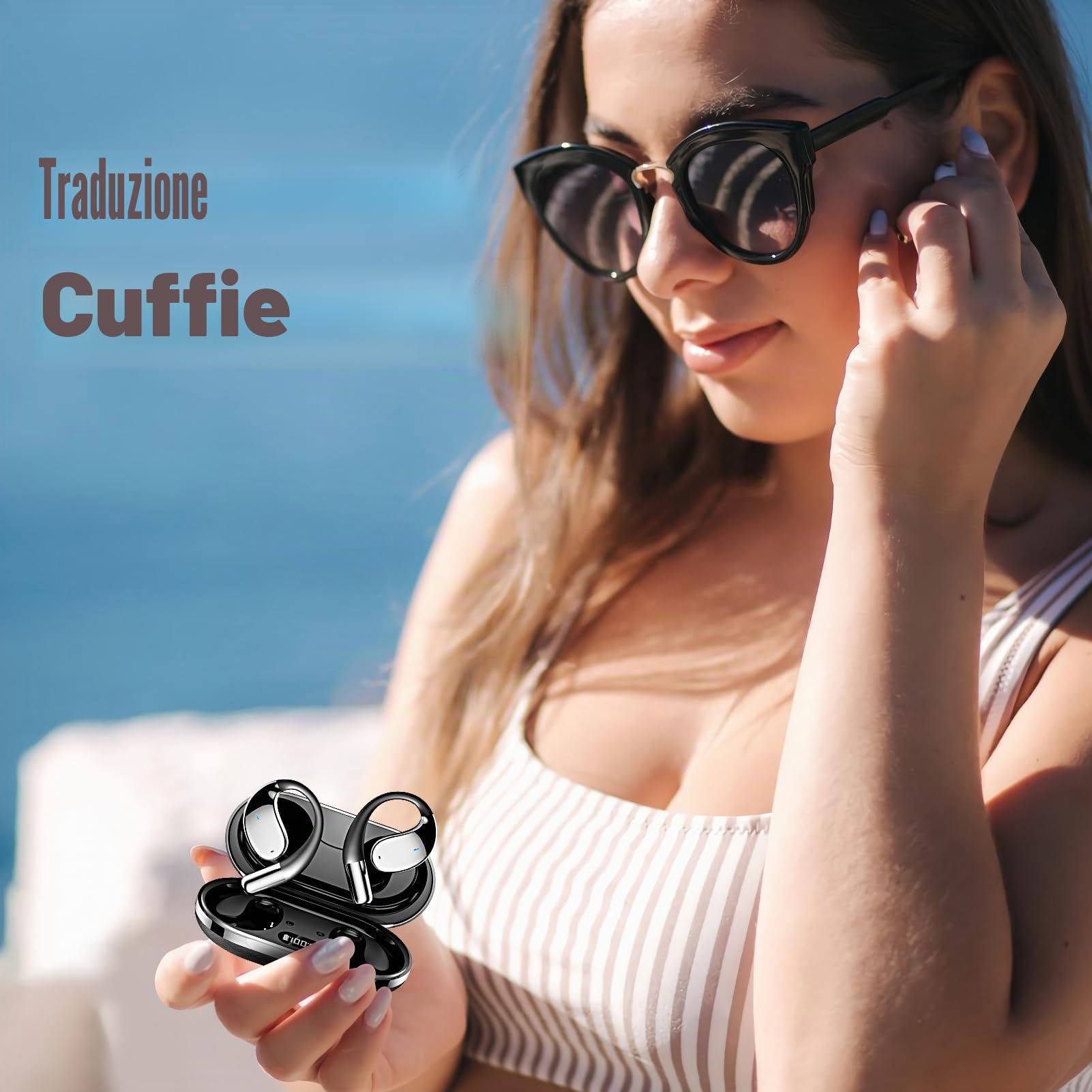 Auricolari Traduttore Con Intelligenza Artificiale In Reale, Cuffie Con Traduzione In 144 Lingue, Cuffie Wireless Con Precisione Elevata E Voce HD, Dispositivo Interprete Per Conversazioni In Reale