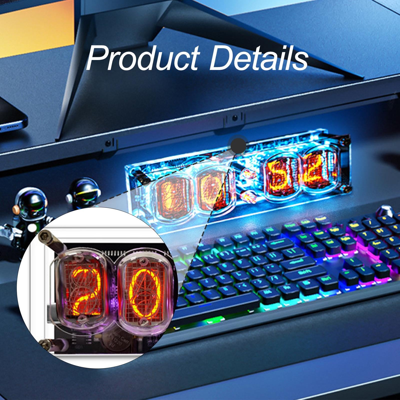 Reloj de Tubo Nixie para Dormitorio, Alimentado por USB, Despertador Digital para El Hogar, Decoración.