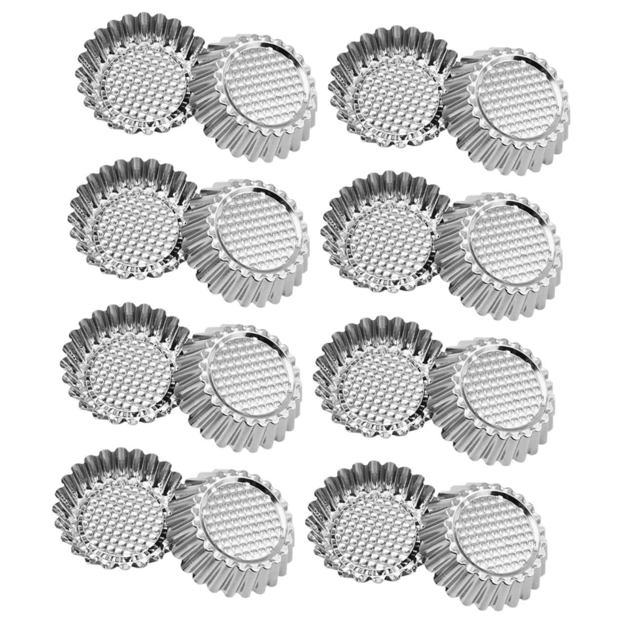 PRETYZOOM 30pcs Stainless Steel Flower Shape Tart Molds Mini Round Baking Tins for Pastries Muffins and Pies and Easy to Baking Tools