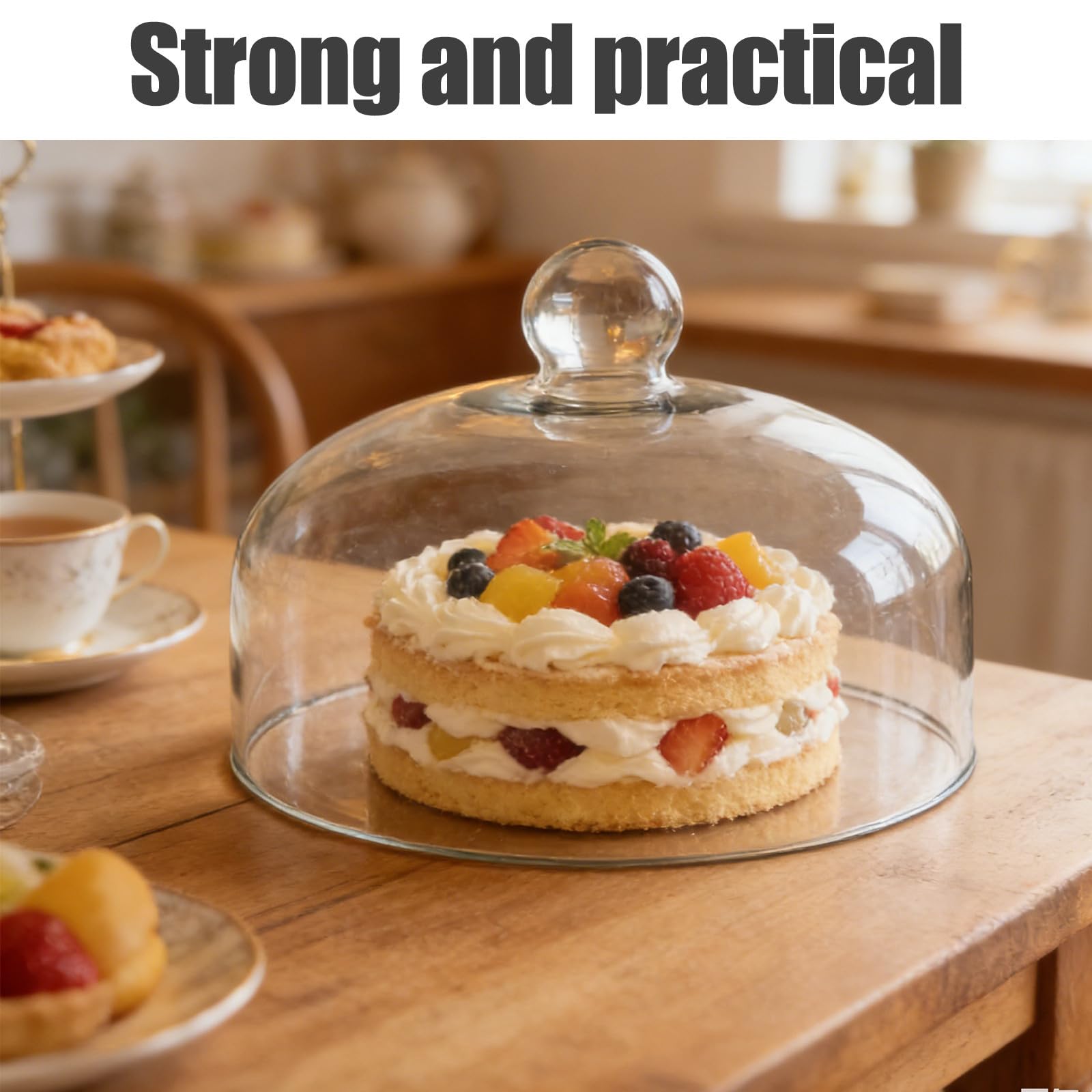 SHOWERORO Transparente Glas Abdeckung für Kuchen als Backzubehör für Torten mit Lebensmittelechtem Staubdichtem Design zum Schutz von Desserts und Speisen