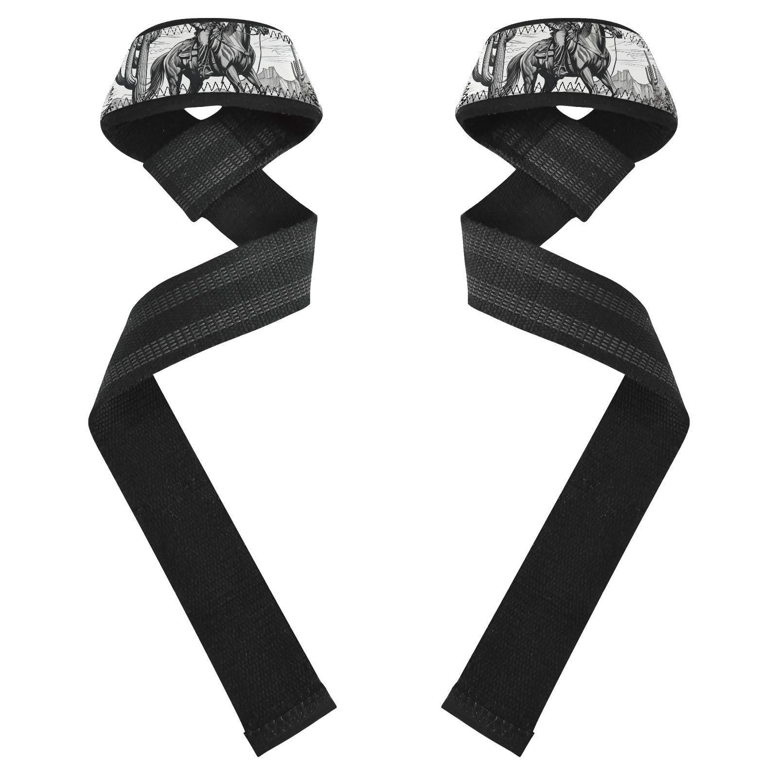 STAYTOP Cowboy Rides A Horse Across The Desert Wrist Straps for Weightlifting,Lifting Straps with Neoprene Cushioned Wrist Padded and Anti-Skid Silicone for Strength Training,Bodybuilding,Deadlifting