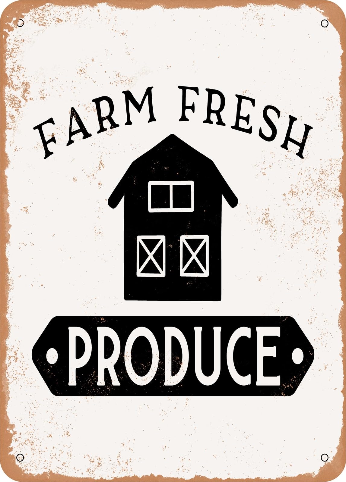 Miaomansenstore Metal Sign - Farm Fresh Produce - Vintage Rusty Look Home Decor