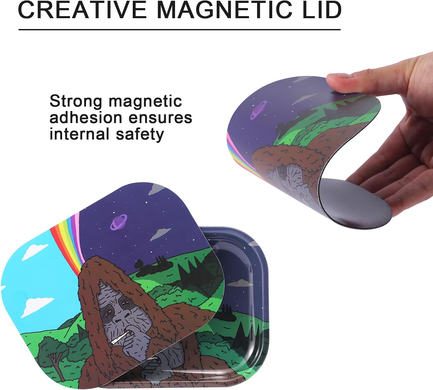 Metal Tray with Soft PVC Magnetic Lid, 7" x 5.5"（Gorilla） image 4