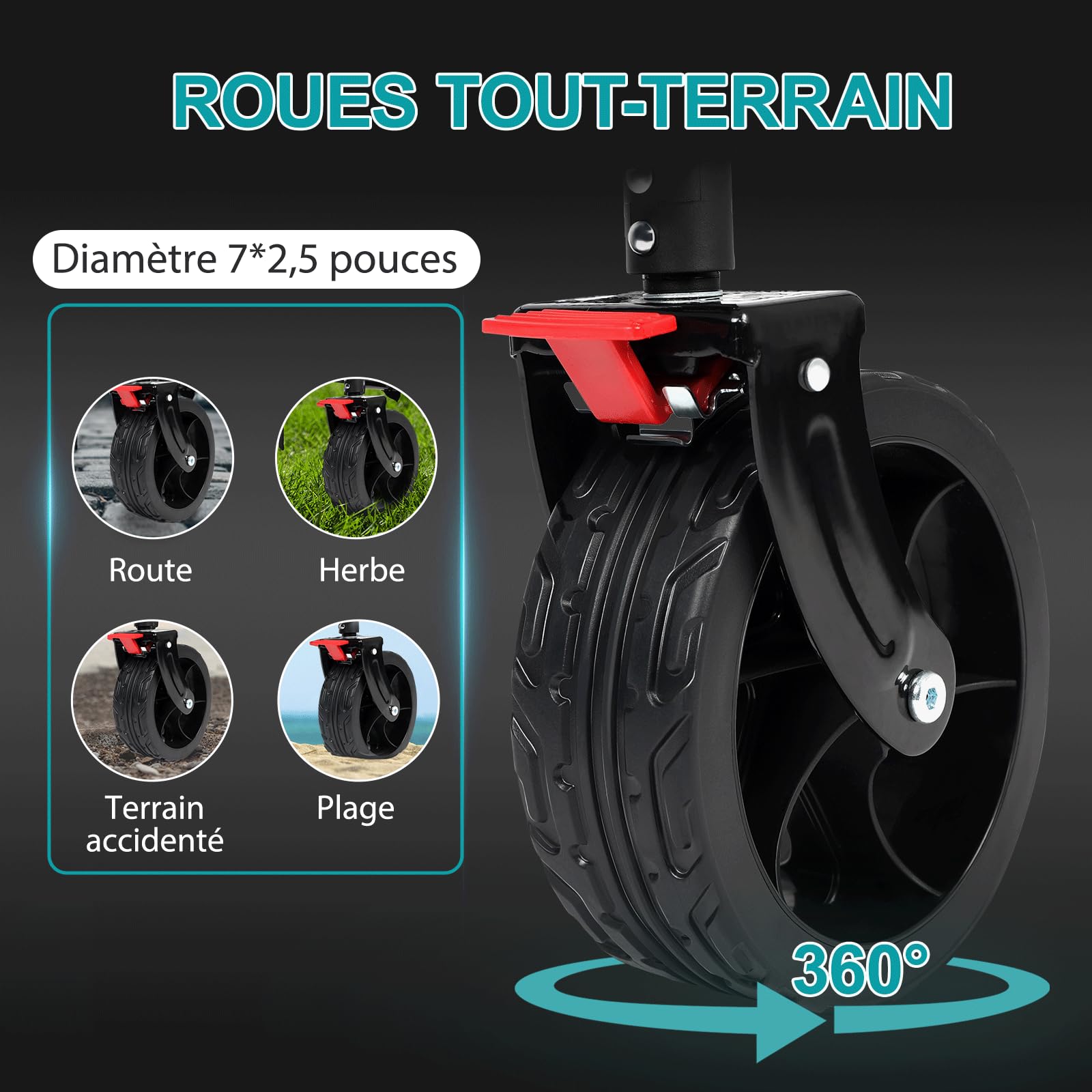 Sekey Chariot de Transport Pliable avec Hayon Arrière Extensible 135L & 200L, Chariot de Plage Pliable dans Quatre Directions jusqu'à 150KG SE4019, Vert Olive