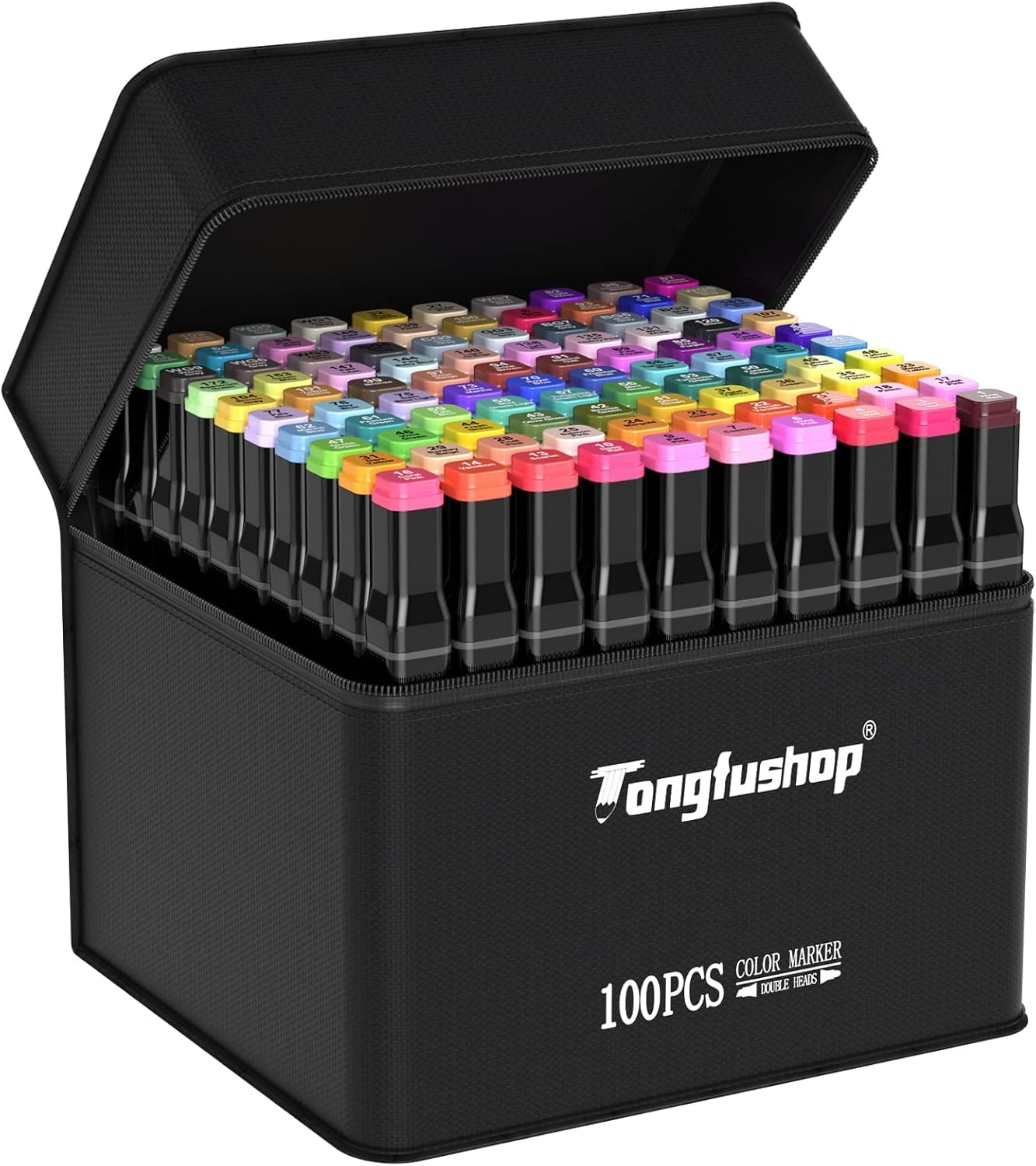 Tongfushop Rotulador de 100 Colores, Rotulador Doble Punta 2S Secado Rápido, Rotuladores Alcohol Permanent con Bolsa de Almacenamiento y Espaciador para Bocetos, Cómics, Colorear, Ilustrar, Esbozar
