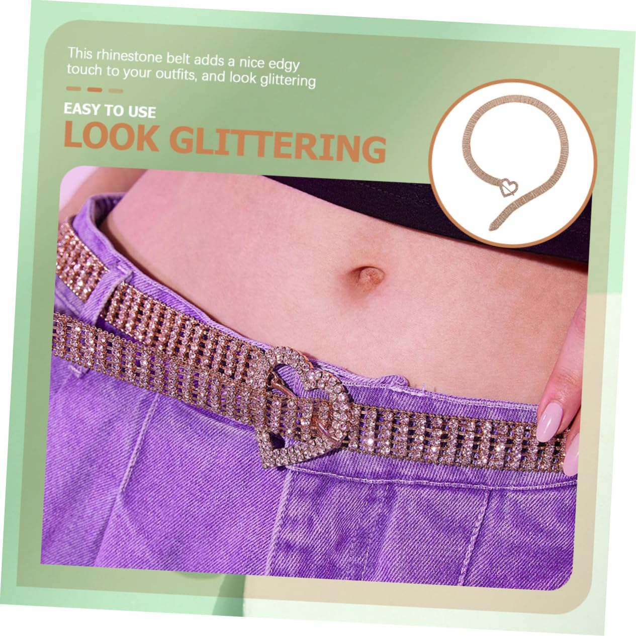Beavorty Cinturón de Cintura para Mujer con Rhinestones Cinturón de Moda de Metal para Jeans y Vestidos para Ocasiones Casual y Elegantes Color Dorado