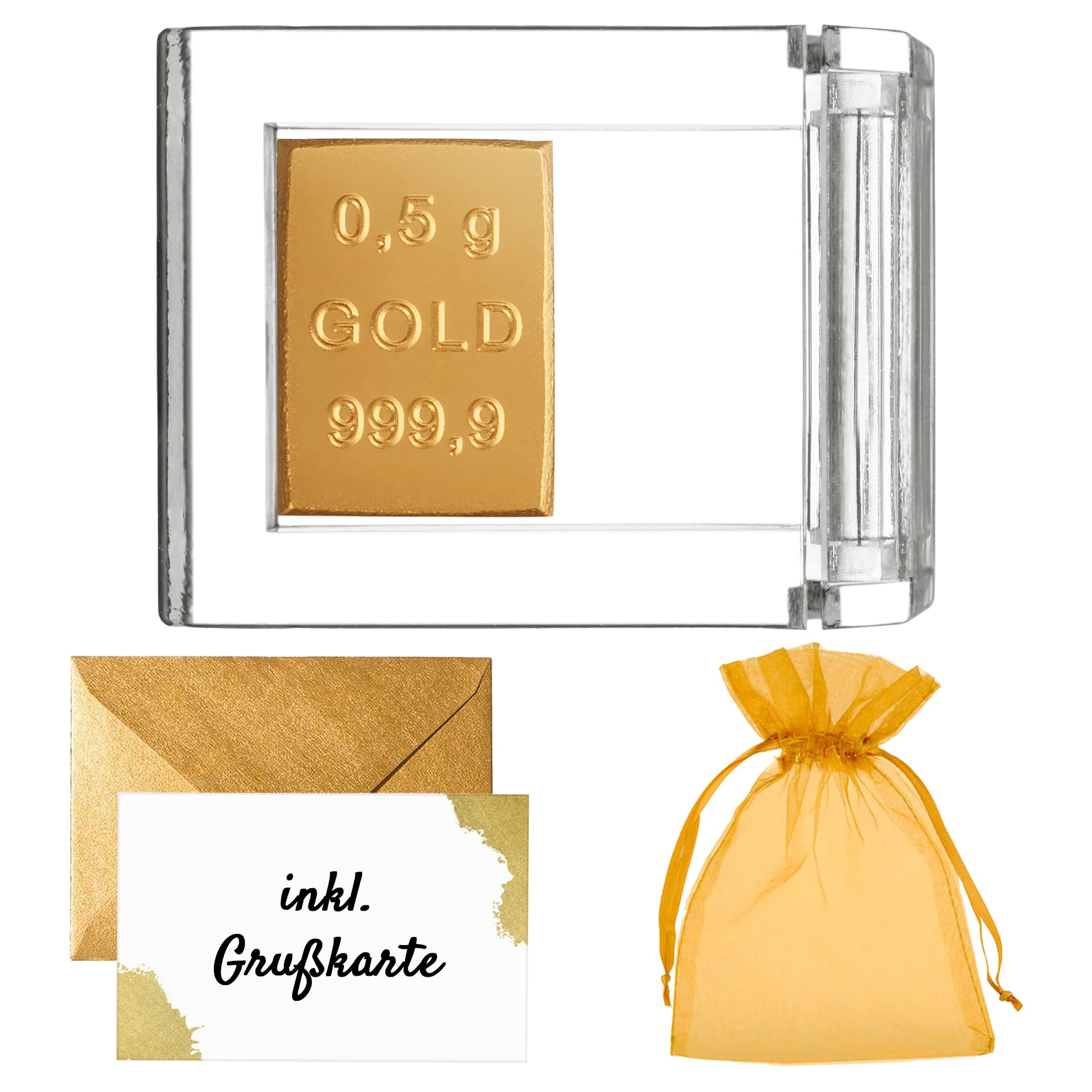 Gold als Geschenk - Goldbarren 0,5g in hochwertiger Kapsel - Echtheitsgarantie - Feingold 999.9