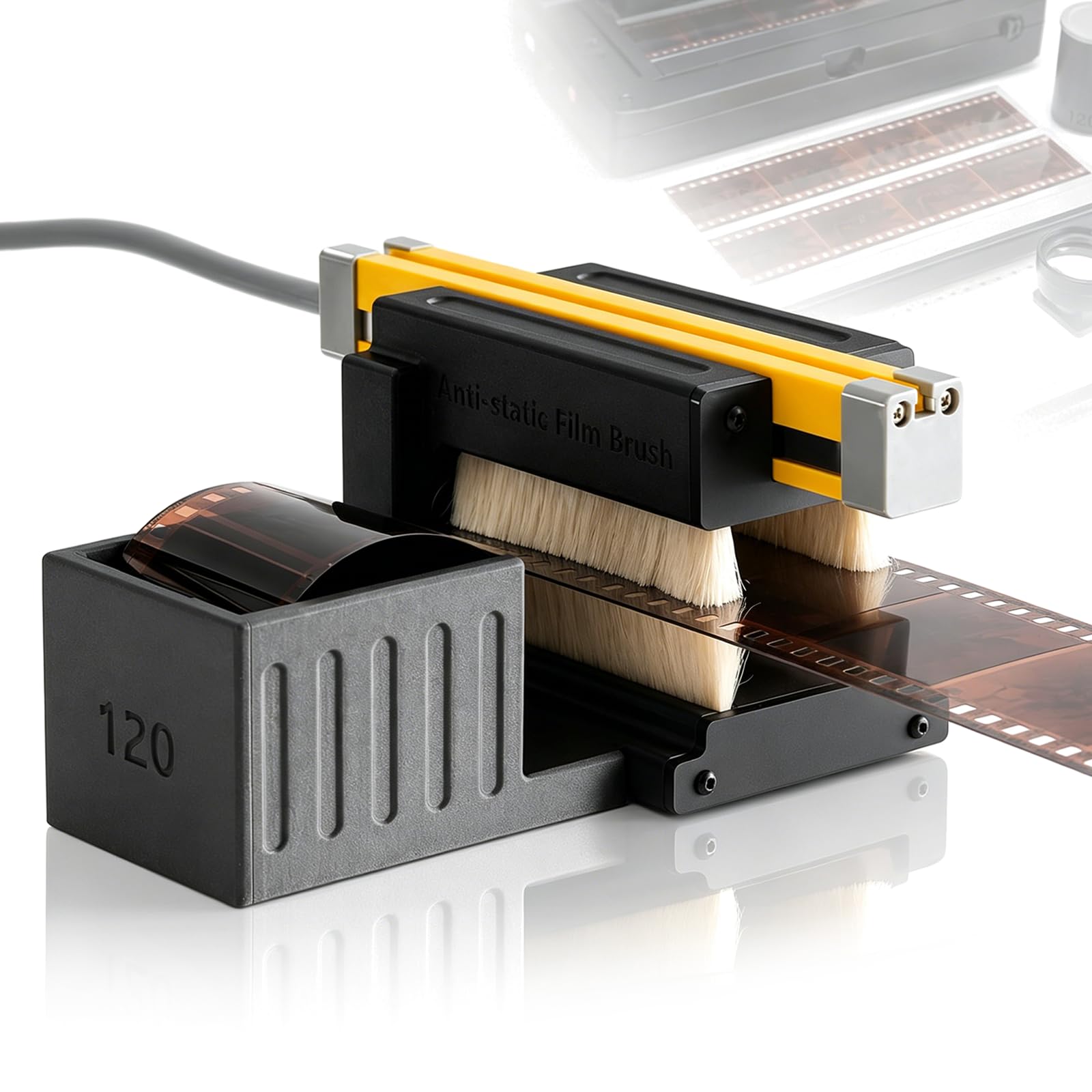 Antystatyczny elektryczny odpylacz do folii 120, dwustronna szczotka wełniana, długość włosia 15 cm, idealny do czyszczenia, skanowania i kopiowania folii 120