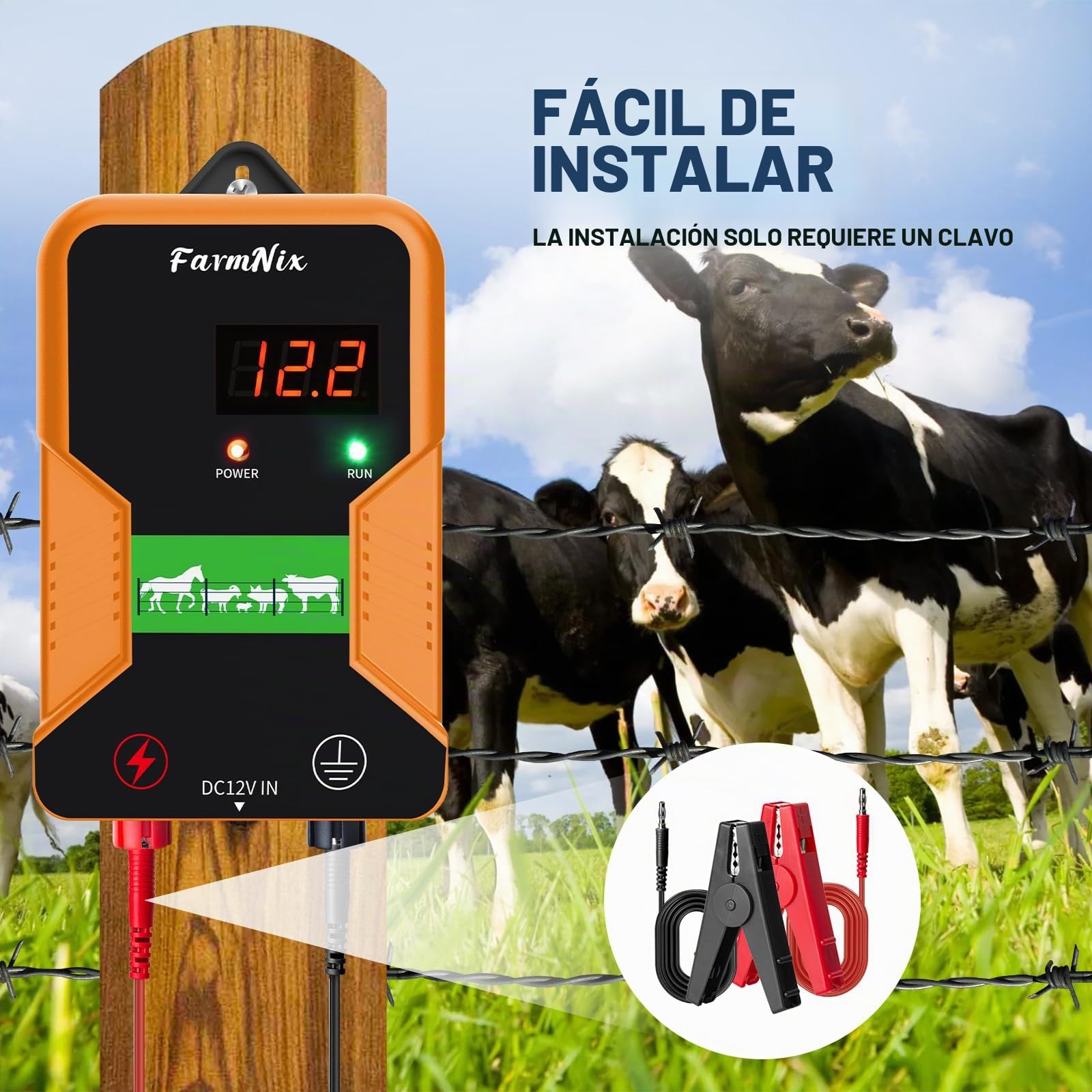 12kV 2J Pastor Electrico con Pantalla LED,Kit Valla Eléctrica 15Km | Cerca Eléctrica Controlador, 220V Cerca Cercado Pastor, Para Proteger Ganado Mascotas Aves De Corral Jardines Y Huertos