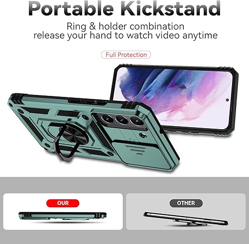 Miniatura 7 de Funda para Samsung Galaxy S22 con protector de pantalla para lente de cámara, doble capa de grado militar, probada contra caídas, soporte de anillo