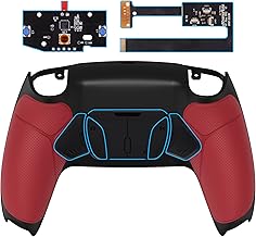 eXtremeRate Programmierbar RISE4 Remap Kit für ps5 Controller BDM-010/020,Remapper Board&Gummierter Griff Rückplate Gehäuse/Case&Rücktasten Back Paddles für ps5-Rot