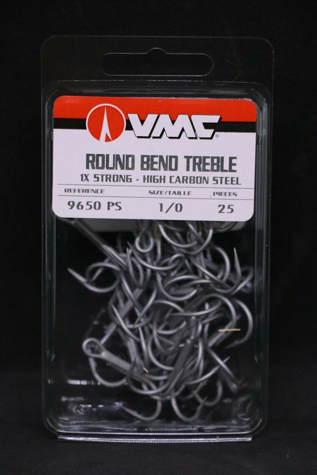 VMC 9650PS Perma Steel Treble Hooks - Size 1/0 - Pack of 25 - 9650 Carbon Hooks