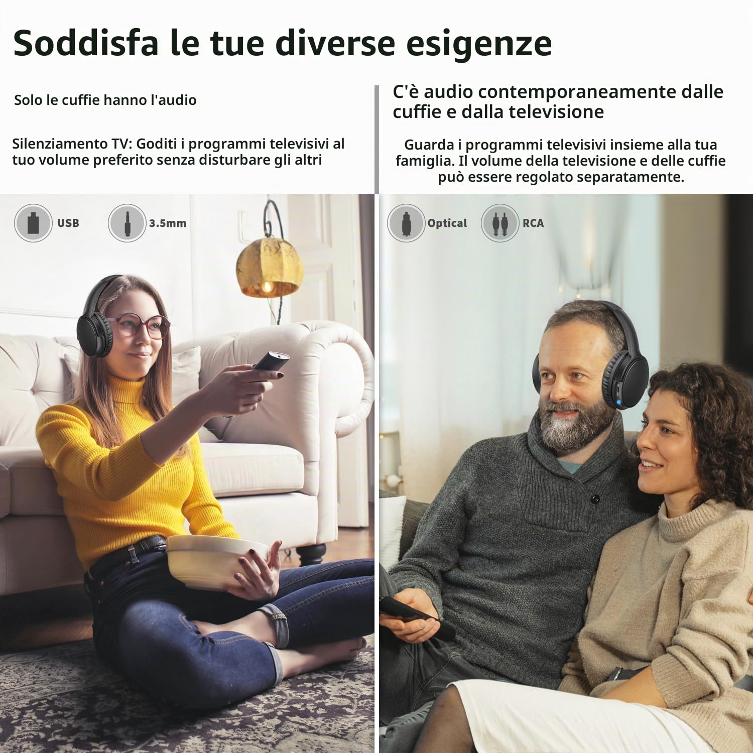 Holdsound Cuffie TV Wireless per Anziani, Senza Latenza Audio | Cuffie per TV Senza Fili con Trasmettitore USB, Alto Volume, Riproduzione Audio di 40 Ore, Plug And Play