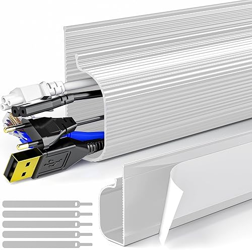 Miniatura 9 de Delamu Organizador de cables de 157 pulgadas debajo del escritorio, seguro y ordenado debajo del escritorio, organizador de cables para el hogar y