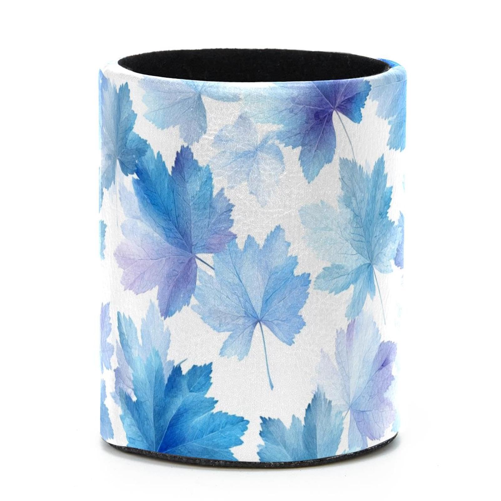 VAPOKF Round Pencil Holders for Desk, Maple Leaves Pen Holders Pen Pot Makeup Brushes Storage Desktop Stationery Supplies Organiser for Home Office