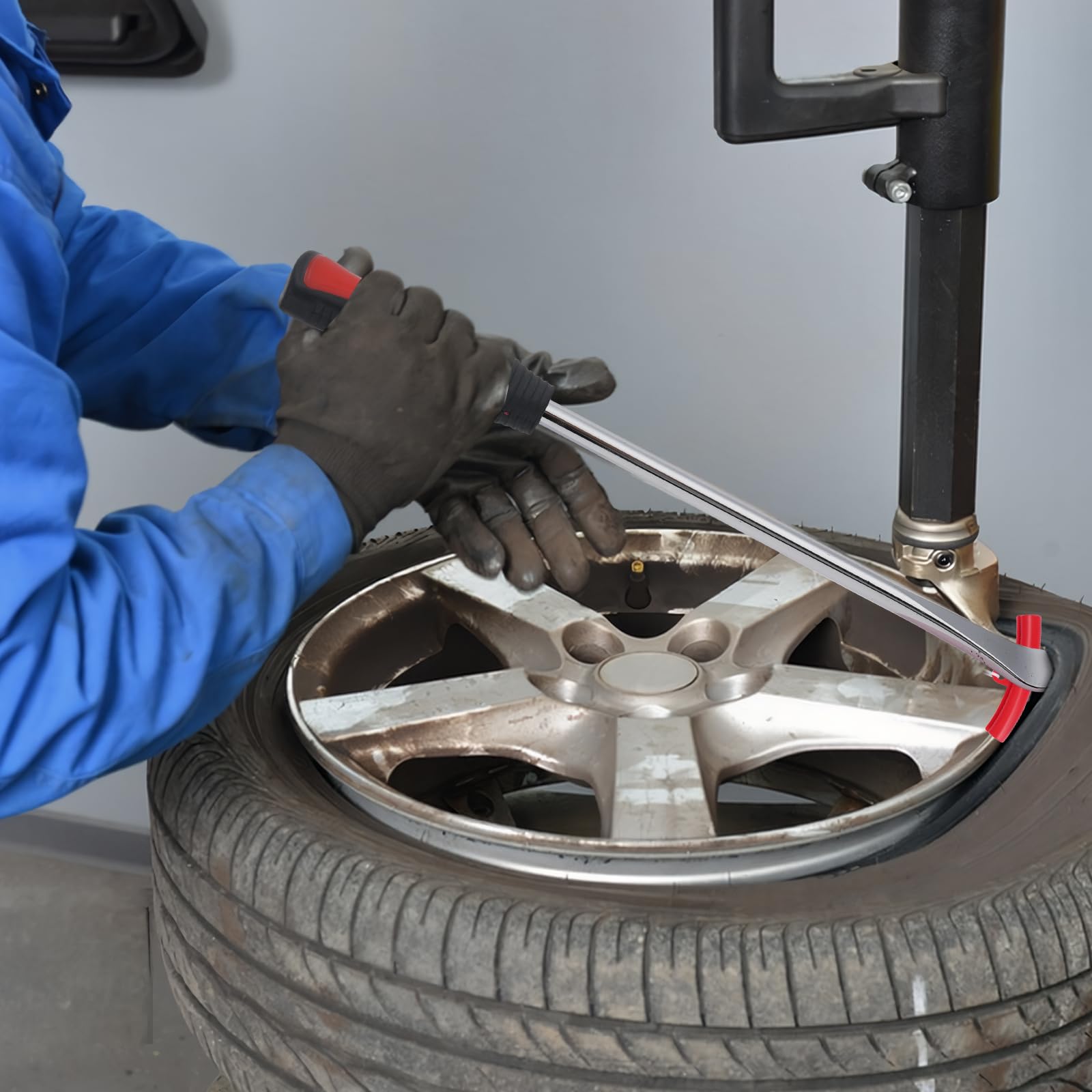 29 Pezzi Leva A Cucchiaio in Acciaio Kit, Leva di Montaggio per Pneumatici, Smontagomme Moto con 3 Protezioni per Cerchi, 10 coperchi valvole, per Pneumatici di Moto, Bici, Automobili