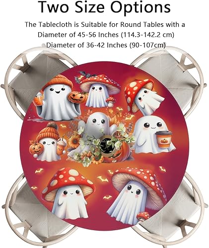 Miniatura 181 de Mantel redondo ajustado con diseño de mandala de flores, mantel circular bohemio y colorido con borde elástico, impermeable, lavable, de poliéster