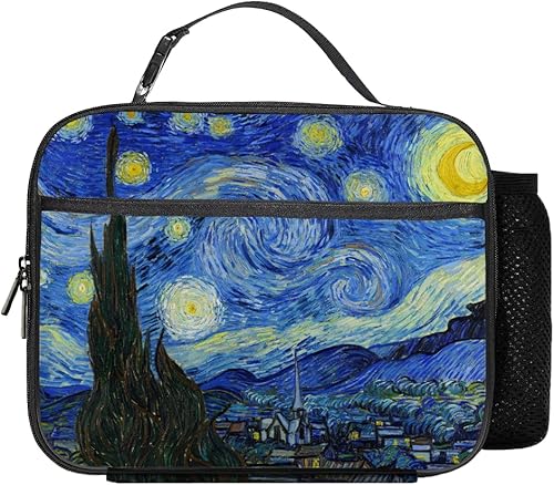 Miniatura 2 de Van Gogh - Bolsa de almuerzo reutilizable con aislamiento de noche estrellada, mantiene la comida más fresca, bolsa térmica para mujeres y hombres