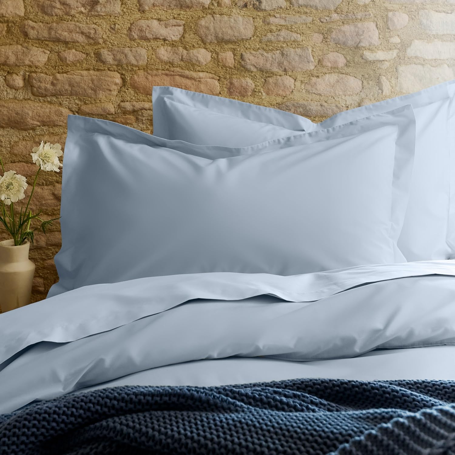 CHRISTY Pure Cotton Percale Standard Pillowcase Pair in Pale Blue