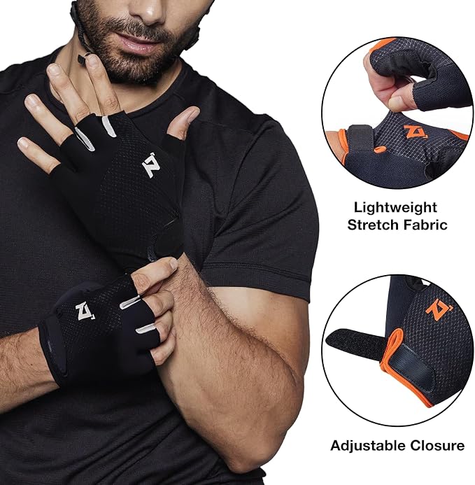 Guantes Ciclismo Sin Dedos OOZi Grandes Negro y Blanco miniatura 5