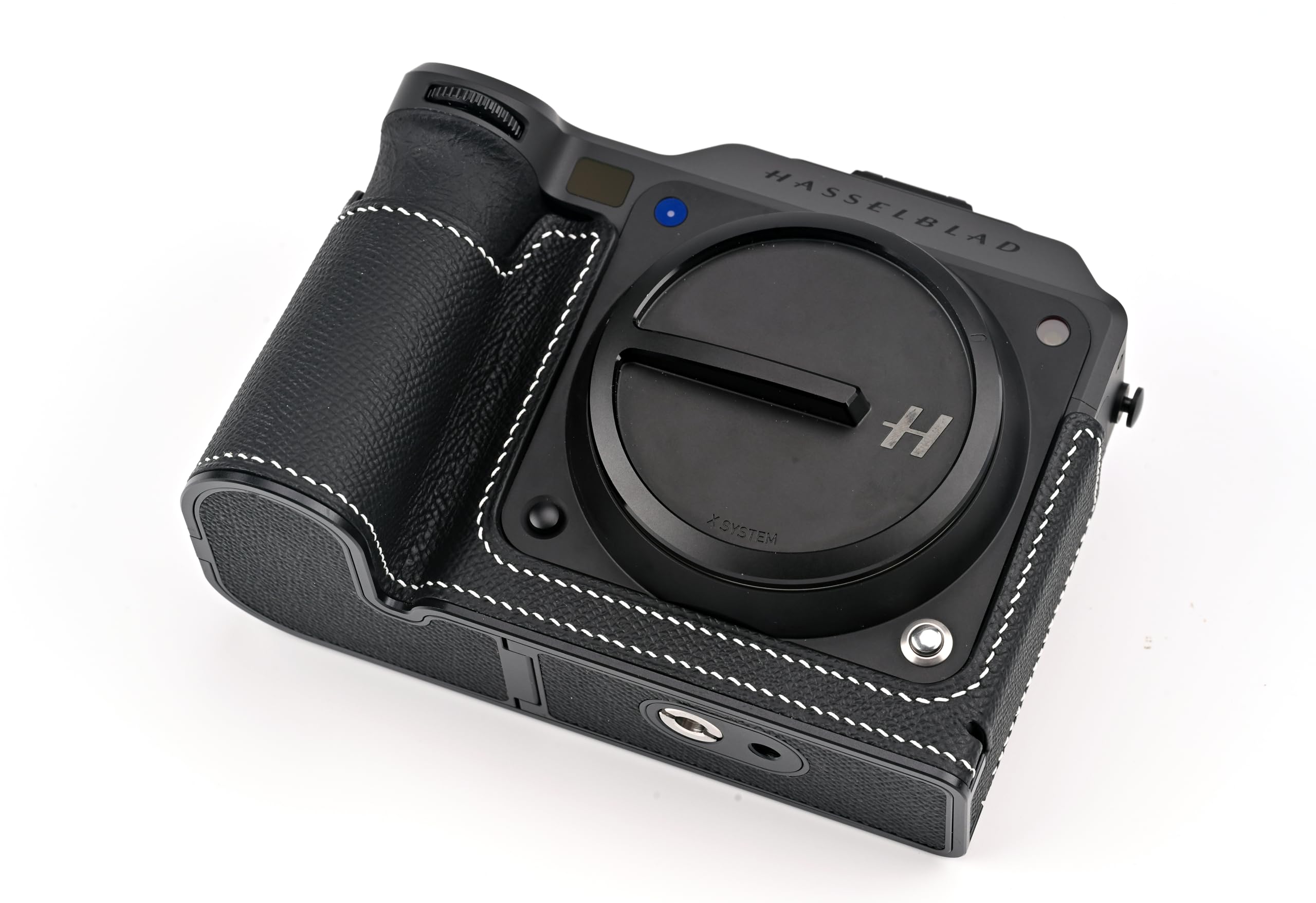 Handmade Genuine Leather Camera Half Case for Hasselblad X2D2/X2D II case - Top Layer Cowhide Body + Metal Base Plate + Hand Shank 3-in-1 Design (Black)