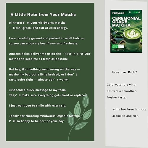 Miniatura 8 de ViridWorks - Palitos de polvo matcha de grado ceremonial  Polvo de té verde orgánico  Para lattes, batidos, hornear y batir  Matcha To Go prémium