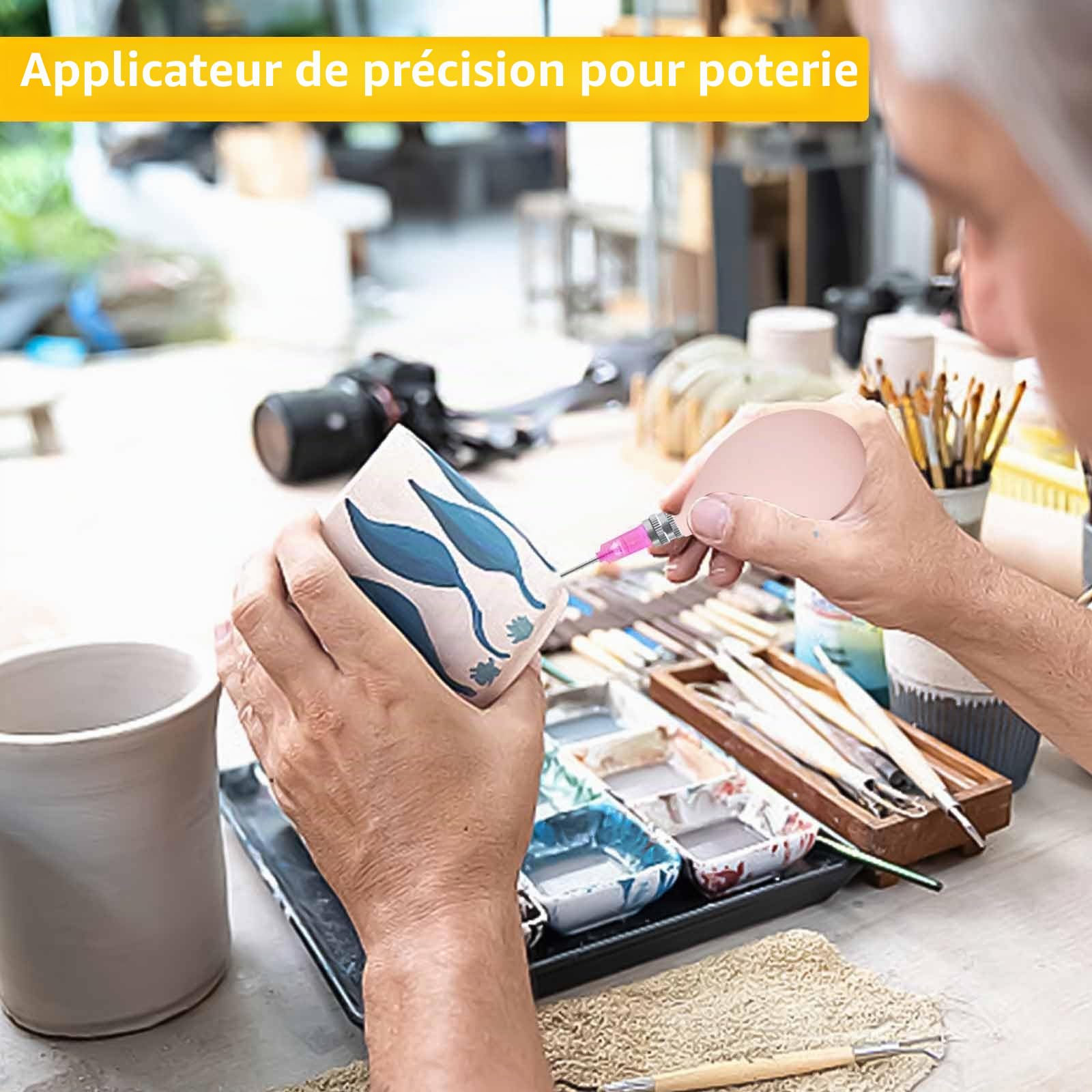 4 Sets d'outils en Céramique, Bouteilles d'applicateurs, Bouteilles d'aiguilles de Précision Polyvalentes DIY, pour le Quilling de Papier DIY Craft Tattoo Jam Peinture, Peinture œuvres d'art Hobbies