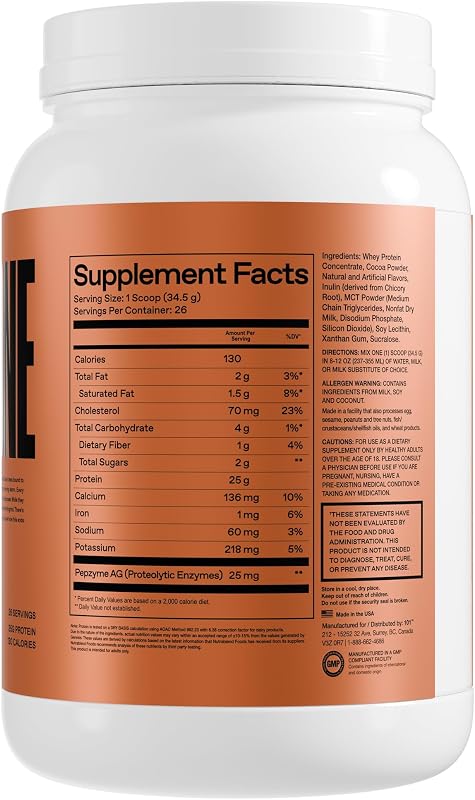 ONE OF ONE Whey Protein Powder – 25g Whey Protein Concentrate with Digestive Enzymes, Gluten Free, Low Carb, Post-Workout Recovery – Milk Chocolate Flavor, 2lb image 3
