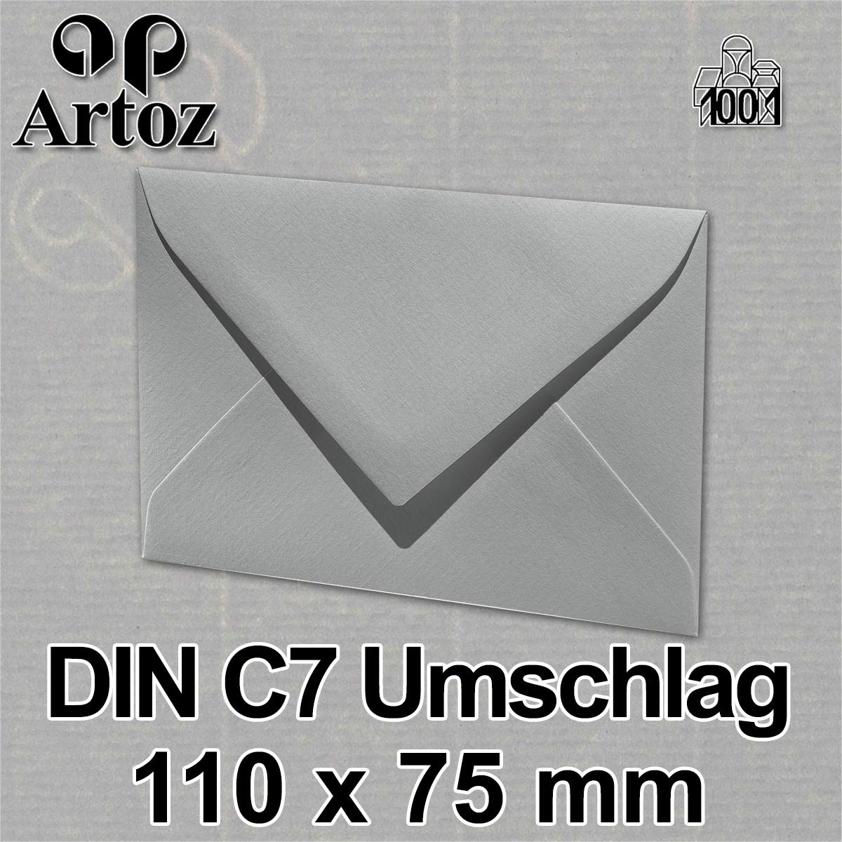 Artoz 1001 - Buste DIN C7, 100 g/mq, in confezione regalo 400 Stück 217 - Graphit-Grau