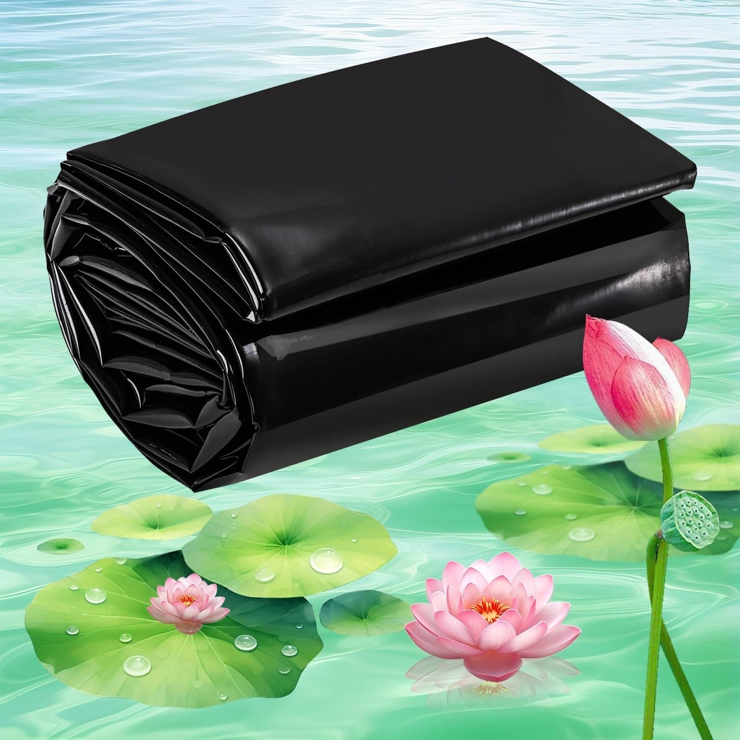 GJZQDKX 5 MilPond Liner 6x8m (19.7x26.2ft) Flexible Membrane for Gardens Pools Fountains & WaterfallsDurable Rubberized Pond Tarp for Stream Lining