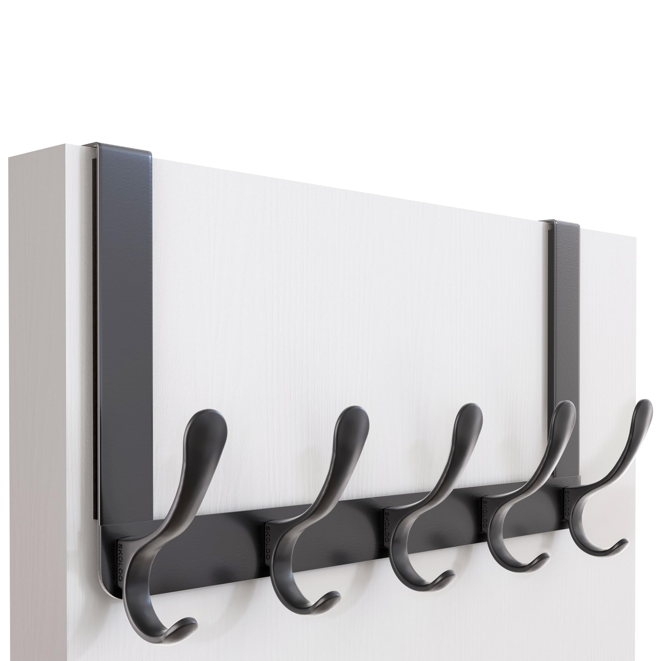 SKOLOO Over The Door Hook, Coat Hooks for Hanging Clothes, Towels, Coats, Hats, Over The Door Towel Hook, Black, Assembly Required