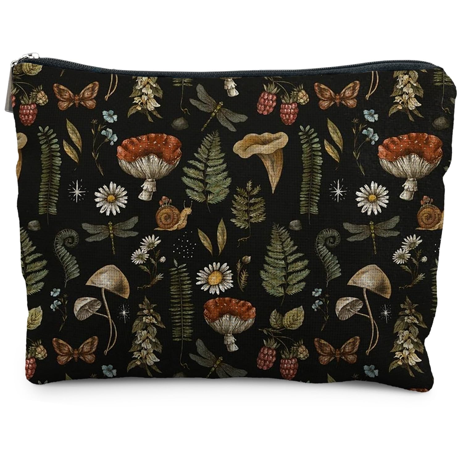 Dark Forest Cottagecore Mushroom Makeup Bag - Forest Cosmetic Bag for Gifts, Mushroom Lovers boho mushroom - 2