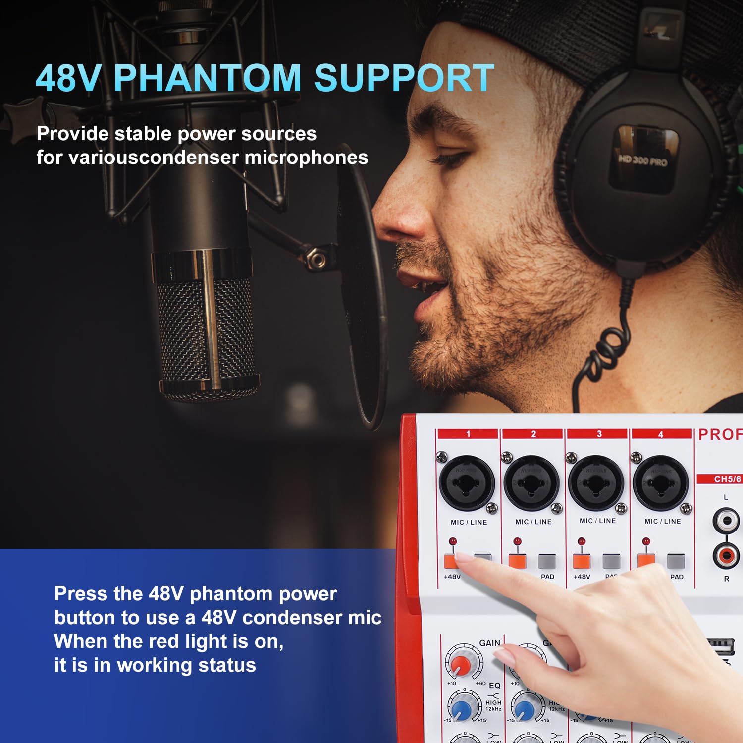 MW-6 White 6 Channel Professional DJ Audio Mixer, Portable Controller Mixer with DSP 99 Preset Effects for Live Streaming, Podcasting, Family Party, Music Recording