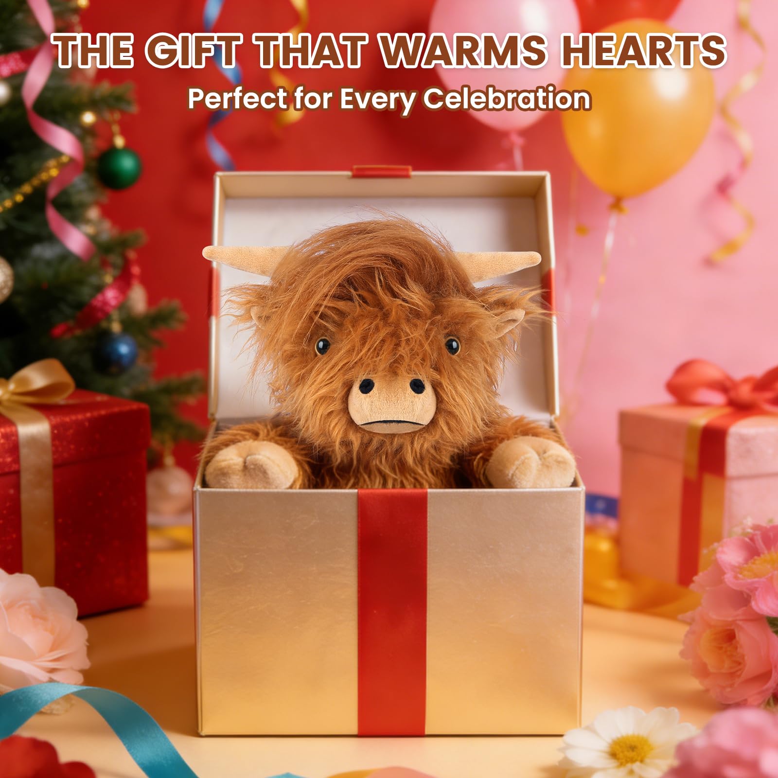 SuzziPals Highland Cow Stuffed Animals, Microwavable Stuffed Animals Heating Pad for Cramps & Pain, Lavender Scented Highland Cow Plush for Stress Relief, Stuffed Cow Gifts Plush Toys, Highland Cattle — view 8