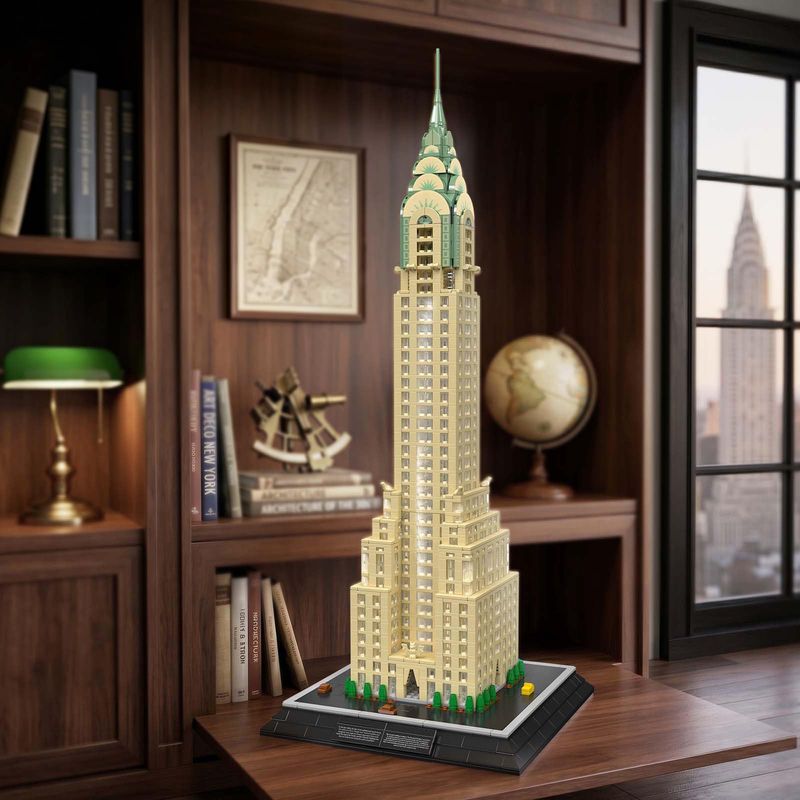 Mould King 22036 Architektur Klemmbaustein Set, 2265 Teile Wolkenkratzer Modellbausatz mit LED-Beleuchtung, Detailreiches Hochhaus-Modell, Sammlermodell und Display-Dekoration für Erwachsene