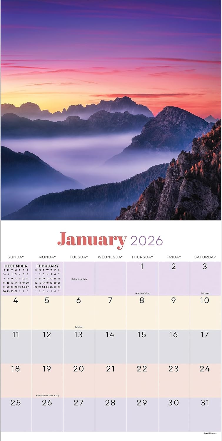 TF Publishing 2026 Sunsets Wall Calendar - Large Grids for Appointments and Scheduling - Vertical Monthly Wall Calendar 2026 with Premium Gloss Paper for Home and Office Organization - 12in x 12in image 4