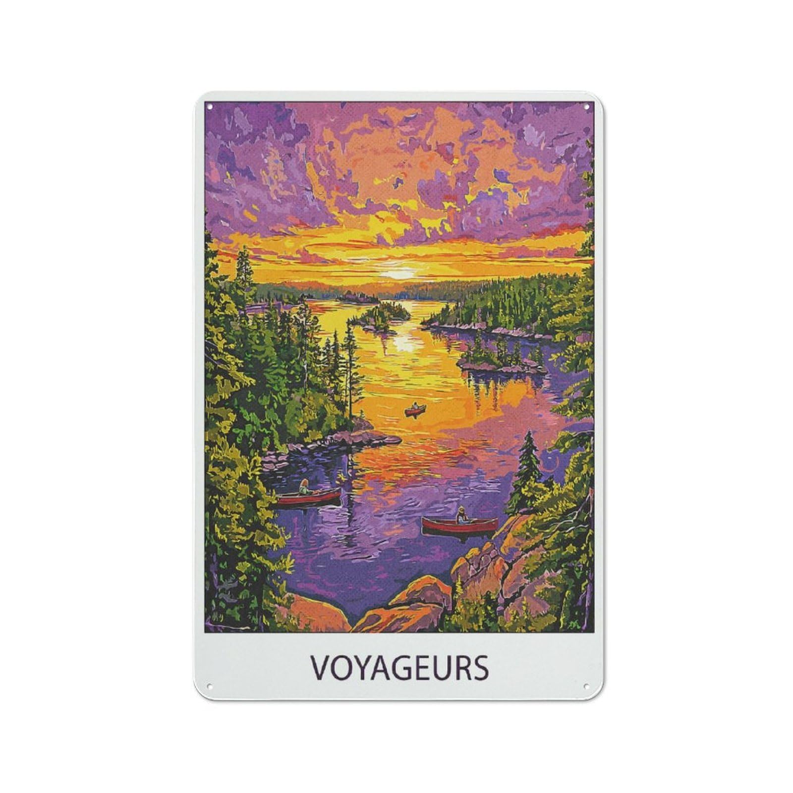 Junmoney Style-1 Sunset Lake Scene Tin Sign 30X20cm For Workshop Wall, Vintage Wall Decor, For Metal Sign Collectors, For Garage And Workshop Walls
