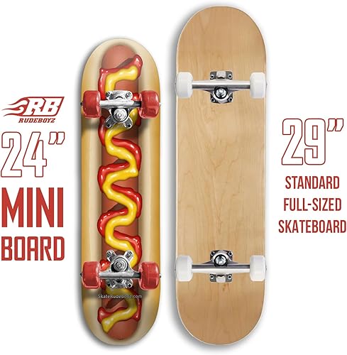Miniatura 3 de Monopatín Rude Boyz Mini Cruiser de 24 pulgadas - Ejes de Aluminio - Monopatín para Niños de 5-8 Años Principiante - Monopatines para Niños