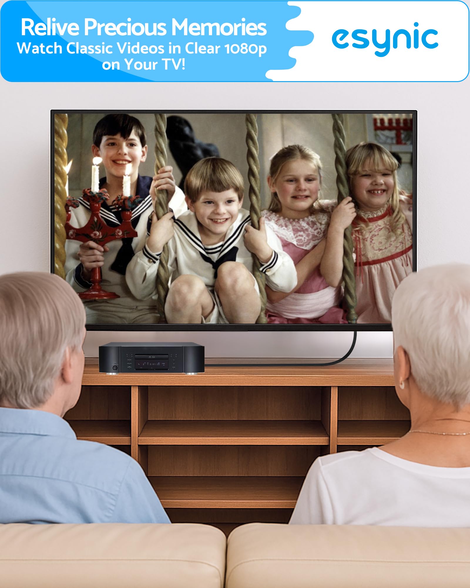 eSynic Convertisseur SCART vers HDMI 1080P avec Câble 1,5m pour TV Moniteur Supporte 3D Commutation 4:3/16:9 Compatible avec Wii PS1 PS2 N64 Xbox DVD Players VCR