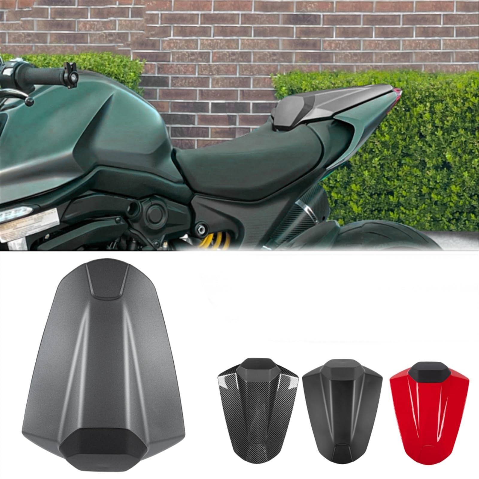 Ala caudale Per Ducati Monster 950 937 2021 2022 2023 Coprisedile Posteriore Per Moto Cowl Passeggero Coda Carenatura Cover(Red)