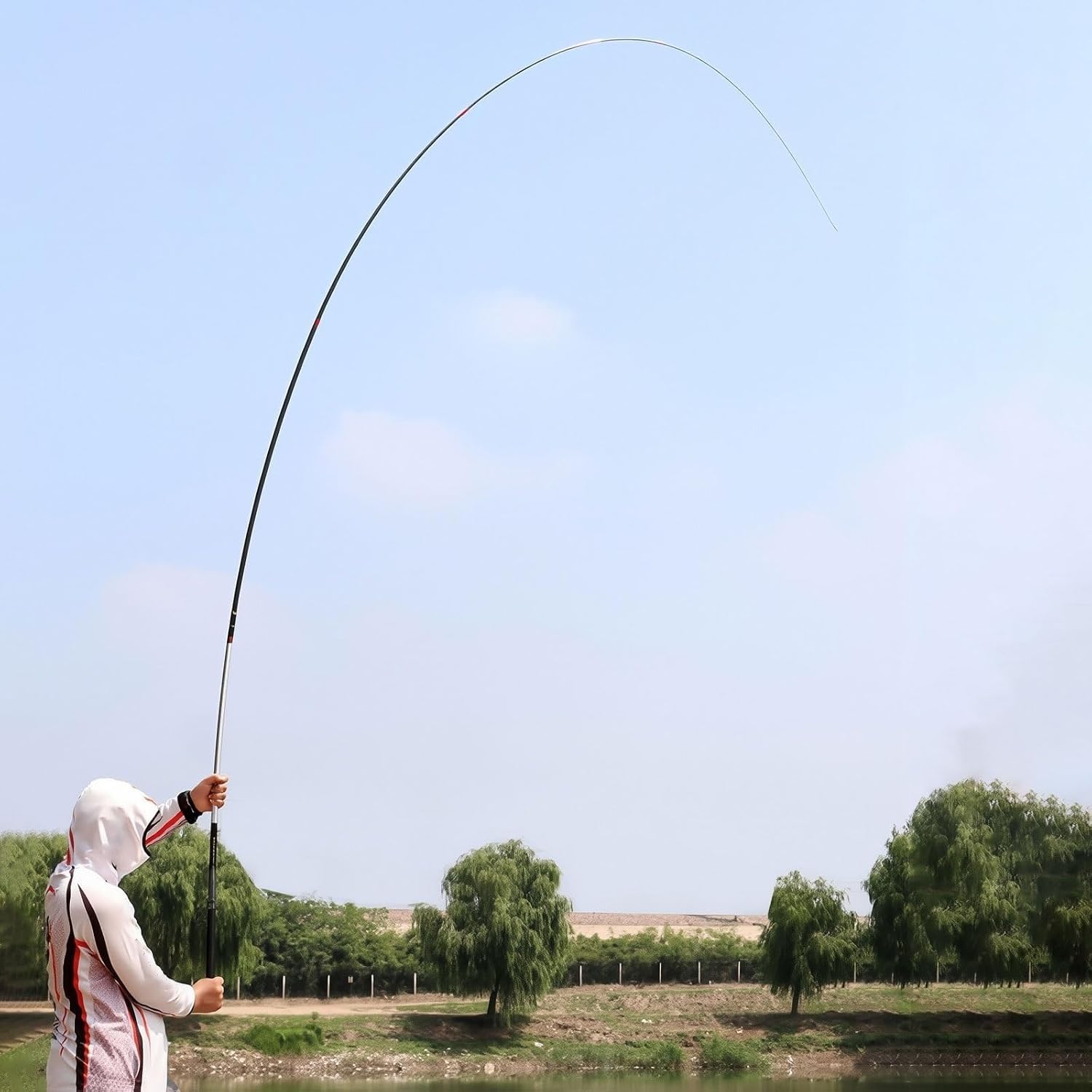 Canna da Pesca telescopica in Carbonio Ultraleggera e Super Rigida, da 3,6 m a 9 m, per la Pesca con l'amo, Ideale per Lunghe sessioni di Pesca(9m)