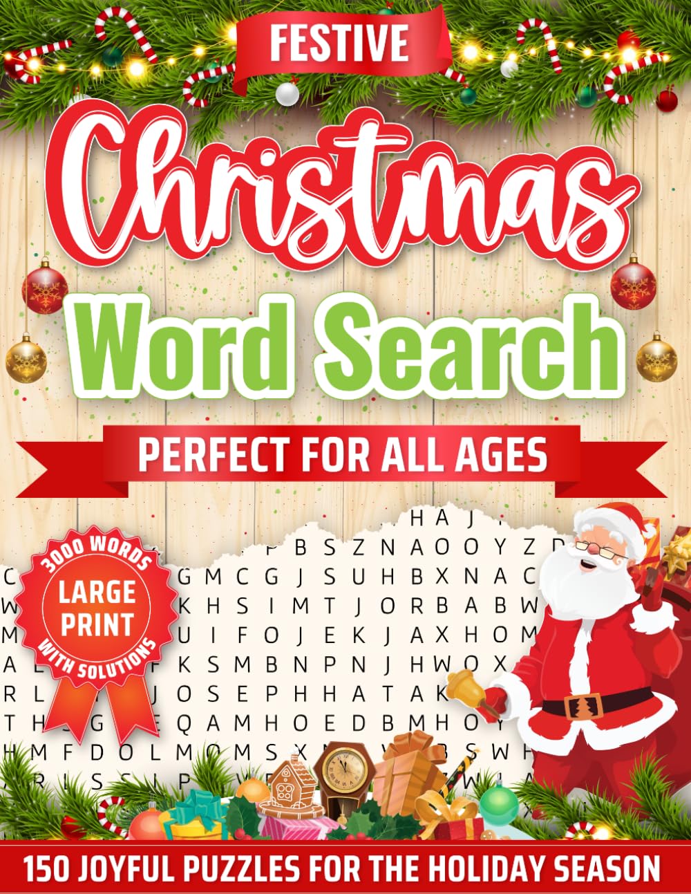 Festive Christmas Word Search: Christmas Words Search Book - 150 Relaxing Large Print Puzzles
