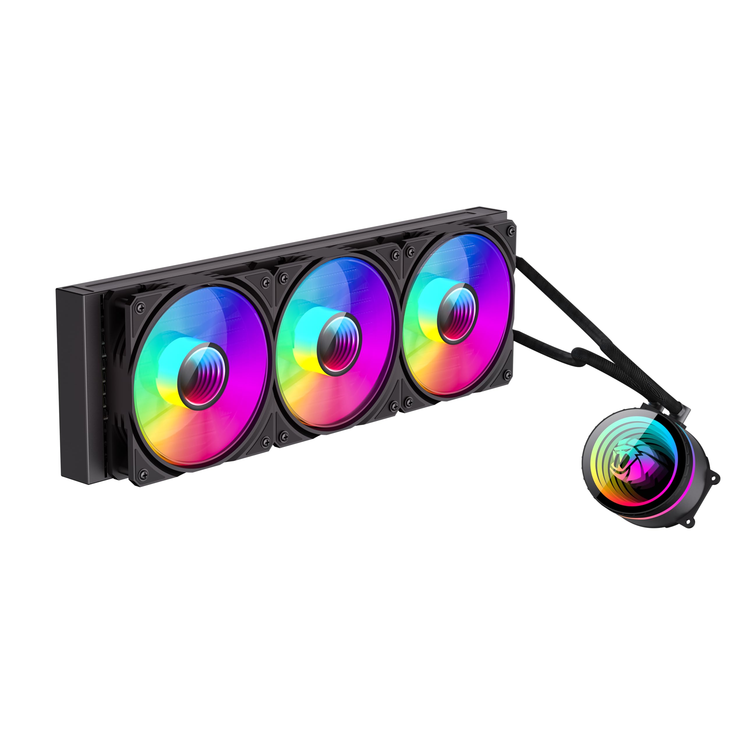 GAMEMAX ICEBURG 360 Infinity BK WaterCooling 360mm ARGB, 300 W TDP, Bloc Infinity rotatif 270°, Protégé contre les fuites (EPDM), 3 ventilateurs PWM silencieux 120 mm, Compatible Intel & AMD, Noir