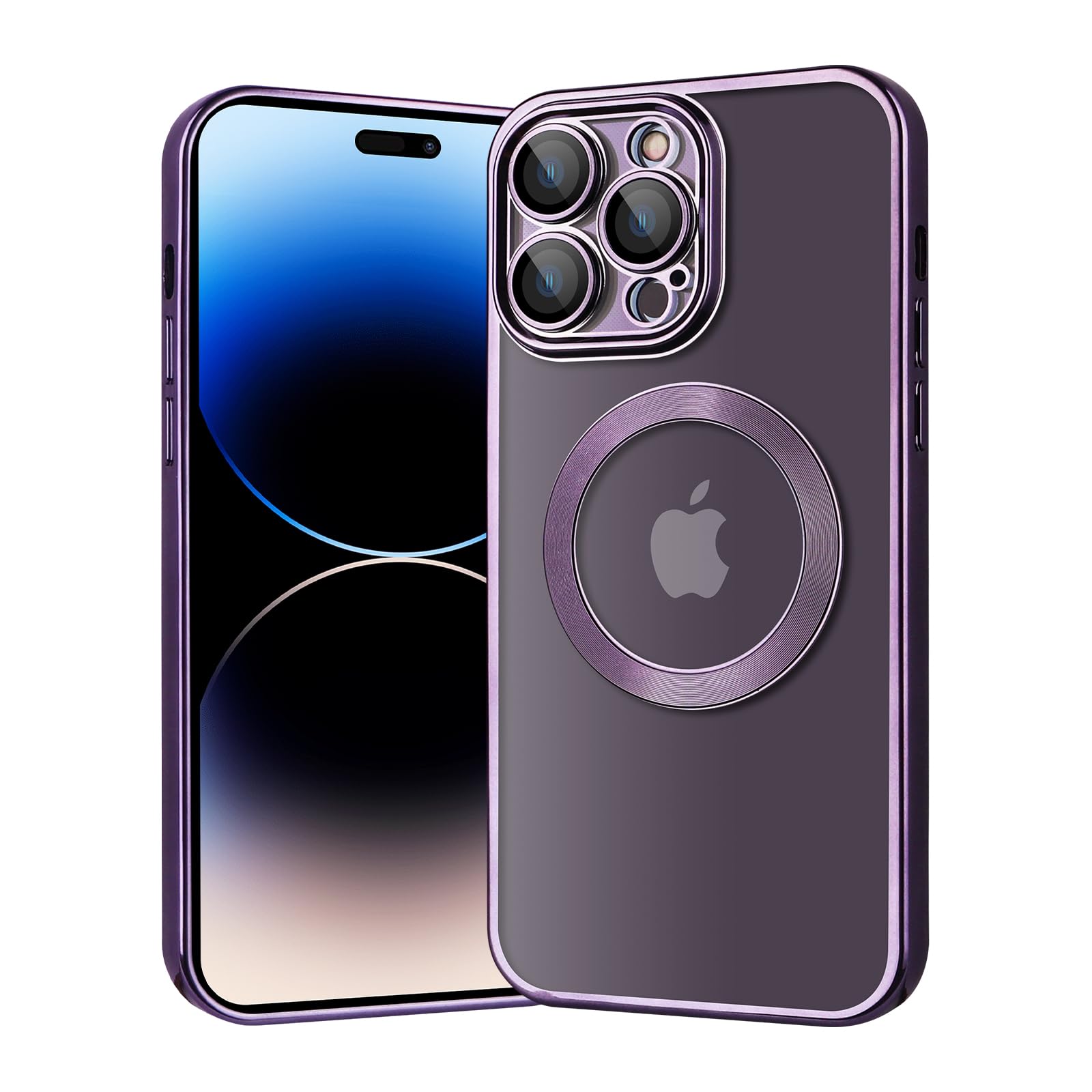 ROTUS Magnetic Case for iPhone 14 Pro Max Case, Magsafe Compatibility, Anti-Yellowing, in Built Camera Lens Protection 6.7 inch (Purple)